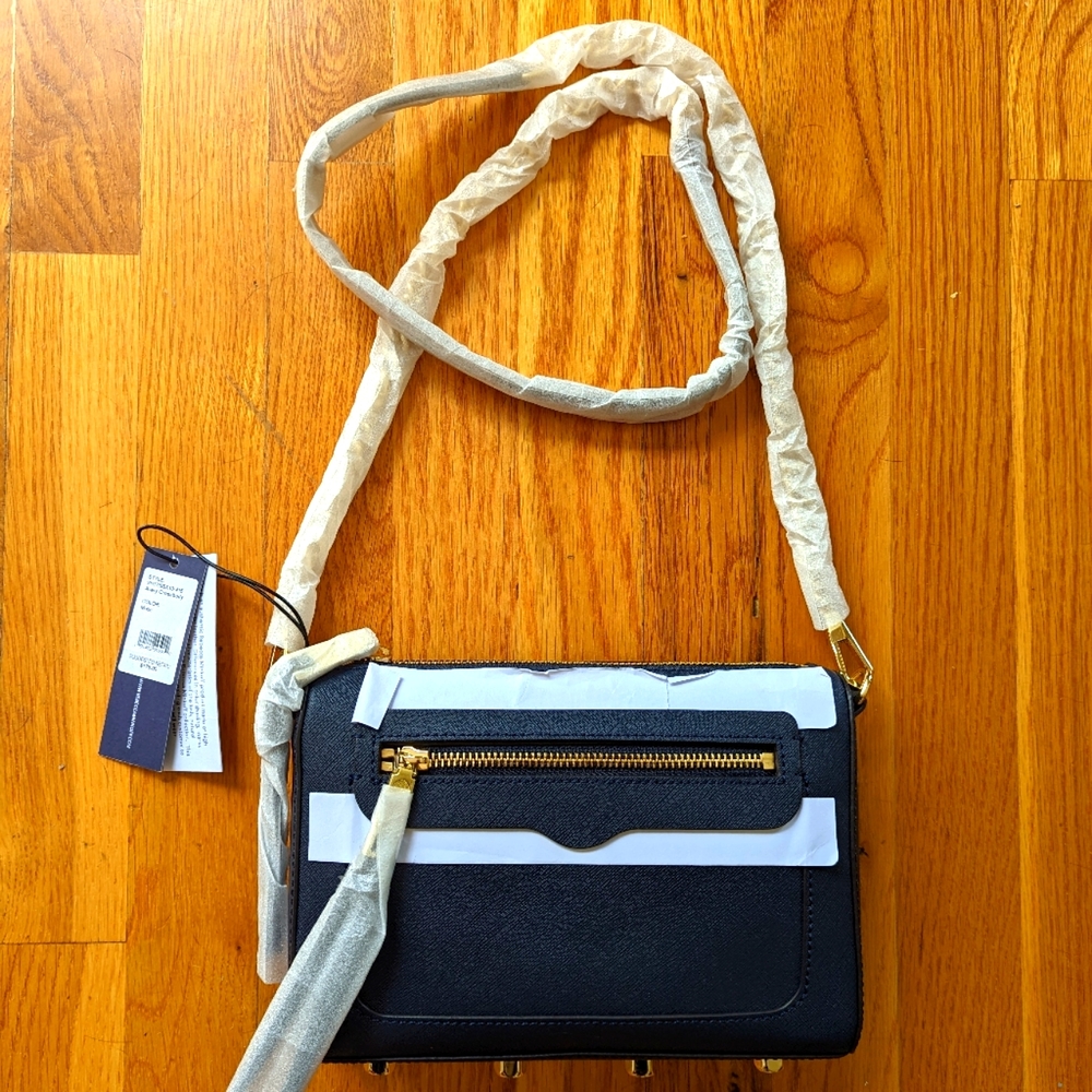 New Rebecca Minkoff Avery Crossbody Bag in Moon Blue Gold Hardware